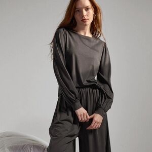 Lunya Organic Pima Long Sleeve Tee Gray Small